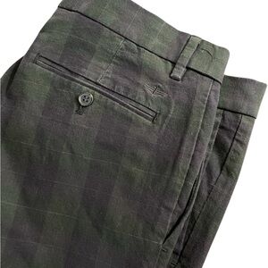 Dockers Men's Slim Tapper Pants 34 32 Green Blue Plaid Pleated